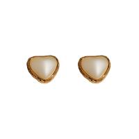 Brass Stud Earring with Plastic Pearl real gold plated & fashion jewelry & for woman nickel lead & cadmium free Sold By Pair