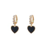Cubic Zirconia Micro Pave Brass Earring, Heart, real gold plated, fashion jewelry & micro pave cubic zirconia & for woman, more colors for choice, nickel, lead & cadmium free, 10x23mm, Sold By Pair