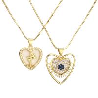 Evil Eye Jewelry Necklace Brass with 5cm extender chain plated fashion jewelry & micro pave cubic zirconia nickel lead & cadmium free Length 40 cm Sold By PC