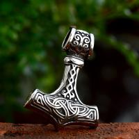 Stainless Steel Pendants, 304 Stainless Steel, Hammer of Thor, polished, vintage & DIY, original color, 31.60x43.70mm, Sold By PC