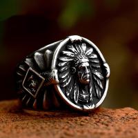 Aço inoxidável 304 anel, polido, Vintage & tamanho diferente para a escolha & para o homem, cor original, tamanho:7-13, vendido por PC