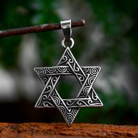 Stainless Steel Pendants, 304 Stainless Steel, Hexagram, polished, vintage & DIY & hollow, original color, 29.50x47mm, Sold By PC