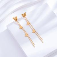 Stainless Steel Stud Earrings 304 Stainless Steel 24K gold plated fashion jewelry & for woman golden 77mm Sold By Pair