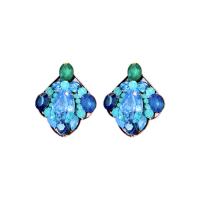 Zinc Alloy Stud Earring with Crystal fashion jewelry & for woman & with rhinestone blue nickel lead & cadmium free Sold By Pair
