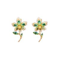 Brass Stud Earring fashion jewelry & micro pave cubic zirconia & for woman golden nickel lead & cadmium free Sold By Pair