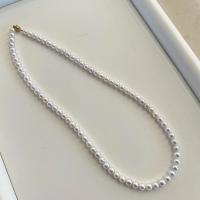 Природное пресноводное жемчужное ожерелье, Пресноводные жемчуги, ювелирные изделия моды & Женский, белый, 5-6mm, длина:Приблизительно 40 см, продается PC