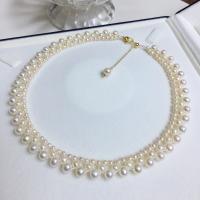 Freshwater Pearl Brass Necklace with Copper Alloy 14K gold-filled fashion jewelry & for woman white 3-4mm 4-5mm 6-7mm Length Approx 38 cm Sold By PC