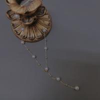 Collier de chaîne en laiton de perles d'eau douce, perle d'eau douce cultivée, avec Alliage de cuivre, 14K rempli d’or, bijoux de mode & pour femme, blanc, 7-8mm, Longueur:Environ 45 cm, Vendu par PC