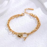 Titanium Steel Bracelet & Bangle, with 5cm extender chain, 24K gold plated, fashion jewelry & for woman, golden, Length:Approx 17 cm, Sold By PC