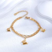 Tytan stalowa bransoleta, Titantium stali, ze 5cm przedłużeniami łańcuszka, pozłacane 24-karatowym złotem, biżuteria moda & dla kobiety, złoty, długość około 19 cm, sprzedane przez PC