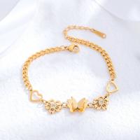 Bracelet d'acier titane, avec 5cm chaînes de rallonge, Plaqué d'or 24K, bijoux de mode & pour femme, doré, Longueur:Environ 19 cm, Vendu par PC