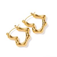 Stainless Steel Hoop Earring 304 Stainless Steel Heart Vacuum Ion Plating fashion jewelry & for woman golden Sold By Pair