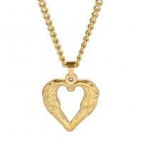 Stainless Steel Jewelry Necklace 304 Stainless Steel with 5cm extender chain Heart Vacuum Ion Plating fashion jewelry & Unisex & hollow Length Approx 45 cm Sold By PC