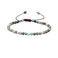 Fashion Turquoise Bracelets, African Turquoise, with Knot Cord & 304 Stainless Steel, with 5cm extender chain, Round, Adjustable & Unisex & faceted, mixed colors, 4mm, Length:Approx 14 cm, Sold By PC