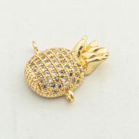 Cubic Zirconia Micro Pave Brass Connector, Pineapple, high quality gold color plated, DIY & micro pave cubic zirconia, nickel, lead & cadmium free, 18x15x5mm, Hole:Approx 0.1mm, Approx 30PCs/Lot, Sold By Lot