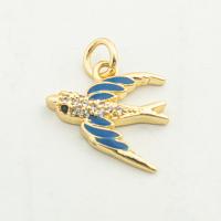 Cubic Zirconia Micro Pave Brass Pendant swallow high quality gold color plated DIY & micro pave cubic zirconia nickel lead & cadmium free Approx 0.3mm Approx Sold By Lot