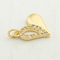Cubic Zirconia Micro Pave Brass Pendant, Heart, high quality gold color plated, DIY & micro pave cubic zirconia, nickel, lead & cadmium free, 18x16x2mm, Hole:Approx 0.3mm, Approx 30PCs/Lot, Sold By Lot