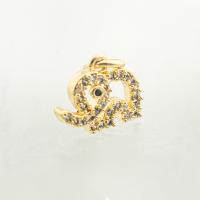 Cubic Zirconia Micro Pave Brass Pendant, Elephant, high quality gold color plated, DIY & micro pave cubic zirconia, nickel, lead & cadmium free, 12x12x2mm, Hole:Approx 0.3mm, Approx 30PCs/Lot, Sold By Lot