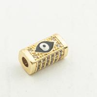 Fashion Evil Eye Jewelry Beads, Brass, high quality gold color plated, DIY & micro pave cubic zirconia, nickel, lead & cadmium free, 7x14x7mm, Hole:Approx 0.3mm, Approx 30PCs/Lot, Sold By Lot