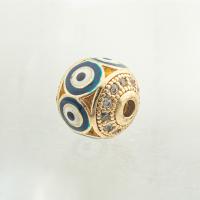 Fashion Evil Eye Jewelry Beads, Brass, high quality gold color plated, DIY & micro pave cubic zirconia, nickel, lead & cadmium free, 10x10x10mm, Hole:Approx 0.1mm, Approx 30PCs/Lot, Sold By Lot