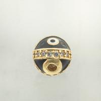 Mode Evil Eye Schmuck Perlen, Messing, Hohe Qualität Gold Farbe Überzeug, DIY & Micro pave Zirkonia, frei von Nickel, Blei & Kadmium, 10x10x9mm, Bohrung:ca. 0.1mm, ca. 30PCs/Menge, verkauft von Menge