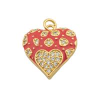 Cubic Zirconia Micro Pave Brass Pendant, Heart, high quality gold color plated, DIY & micro pave cubic zirconia, more colors for choice, nickel, lead & cadmium free, 22x16x4mm, Hole:Approx 0.3mm, Approx 30PCs/Lot, Sold By Lot