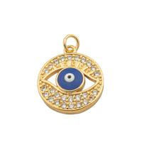 Evil Eye Pendants, Brass, high quality gold color plated, DIY & micro pave cubic zirconia, more colors for choice, nickel, lead & cadmium free, 23x18x4mm, Hole:Approx 0.3mm, Approx 30PCs/Lot, Sold By Lot