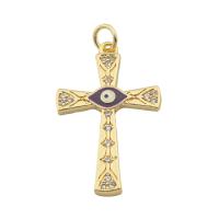 Evil Eye Pendants Brass Cross high quality gold color plated DIY & micro pave cubic zirconia nickel lead & cadmium free Approx 0.3mm Approx Sold By Lot