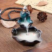 Backflow Incense Burner, Porcelain, handmade, for home and office & durable & multifunctional, blue, 100x100x85mm, Sold By PC