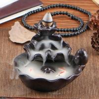 Backflow Incense Burner, Porcelain, handmade, for home and office & durable, 100x90x65mm, Sold By PC