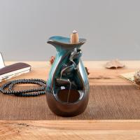 Backflow Incense Burner, Porcelain, half handmade, for home and office & durable, 80x80x130mm, Sold By PC