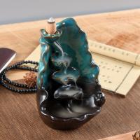 Backflow Incense Burner, Porcelain, handmade, for home and office & durable, 110x90x160mm, Sold By PC