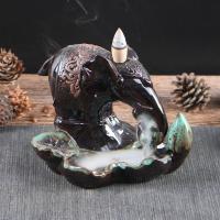 Backflow Incense Burner, Porcelain, Elephant, handmade, for home and office & durable, 150x95x110mm, Sold By PC