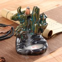 Backflow Incense Burner, Porcelain, handmade, for home and office & durable, 120x65x130mm, Sold By PC