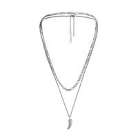 Multi Layer Necklace 304 Stainless Steel with 1.97inch extender chain Wolf Tooth polished Double Layer & fashion jewelry & for man Sold Per Approx 19.69 Inch Approx 23.62 Inch Strand