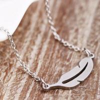 Stainless Steel Jewelry Necklace, 304 Stainless Steel, Feather, fashion jewelry & for woman, Length:Approx 17.72 Inch, Sold By PC
