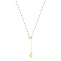 Stainless Steel Jewelry Necklace, 304 Stainless Steel, Moon and Star, fashion jewelry & for woman, more colors for choice, Length:Approx 21.65 Inch, Sold By PC