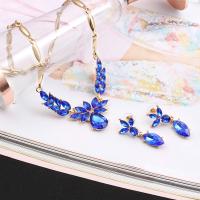 Rhinestone Jewelry Sets Stud Earring & necklace Zinc Alloy 2 pieces & for woman & with rhinestone nickel lead & cadmium free Length Approx 18.9 Inch Sold By Set