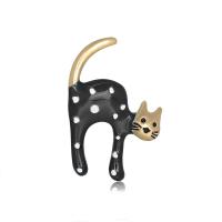 Zinc Alloy Brooches Cat plated fashion jewelry & for woman & enamel nickel lead & cadmium free Sold By PC