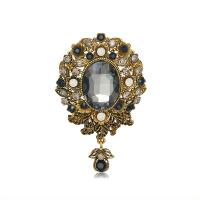 Tibetan Style Brooches, with Crystal, antique gold color plated, fashion jewelry & for woman & with rhinestone, nickel, lead & cadmium free, 45x70mm, Sold By PC