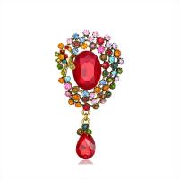 Tibetan Style Brooches, with Crystal, antique gold color plated, fashion jewelry & for woman & with rhinestone, nickel, lead & cadmium free, 44x83mm, Sold By PC