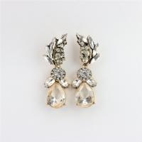 Zinc Alloy Drop Earrings Teardrop gold color plated for woman & with rhinestone nickel lead & cadmium free Sold By Pair