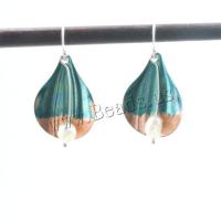 Zinc Alloy Drop Earrings with Plastic Pearl Leaf Antique finish vintage & for woman nickel lead & cadmium free Sold By Pair