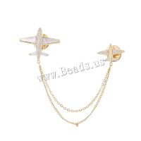 Fashion Brooch Jewelry Brass Airplane real gold plated fashion jewelry & micro pave cubic zirconia & for woman nickel lead & cadmium free Sold By PC