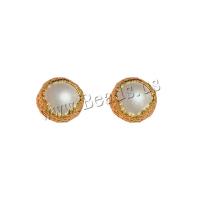 Brass Stud Earring with Plastic Pearl real gold plated fashion jewelry & for woman nickel lead & cadmium free Sold By Pair