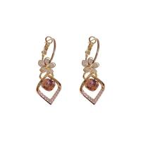 Brass Drop Earring with Cubic Zirconia gold color plated fashion jewelry & micro pave cubic zirconia & for woman nickel lead & cadmium free Sold By Pair