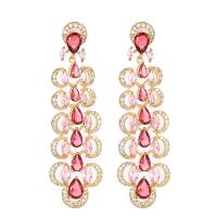 Cubic Zirconia Micro Pave Brass Earring, with Cubic Zirconia, plated, fashion jewelry & micro pave cubic zirconia & for woman, more colors for choice, nickel, lead & cadmium free, 57x15mm, Sold By Pair