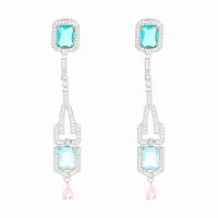 Cubic Zirconia Micro Pave Brass Earring with Cubic Zirconia real gold plated fashion jewelry & micro pave cubic zirconia & for woman mixed colors nickel lead & cadmium free Sold By Pair
