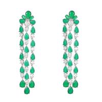 Cubic Zirconia Micro Pave Brass Earring real gold plated fashion jewelry & micro pave cubic zirconia & for woman green nickel lead & cadmium free Sold By Pair