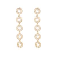 Cubic Zirconia Micro Pave Brass Earring, real gold plated, fashion jewelry & micro pave cubic zirconia & for woman, nickel, lead & cadmium free, 64x9mm, Sold By Pair